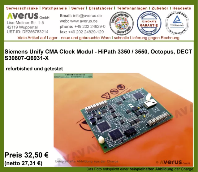 Siemens Unify CMA Clock Modul - HiPath 3350, Octopus, DECT S30807-Q6931-X / MwSt