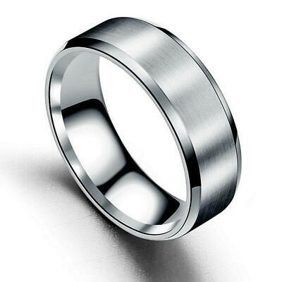 Stainless Steel Ring Band Titanium Women Men Wedding Rings 8mm Wide Size 6-11