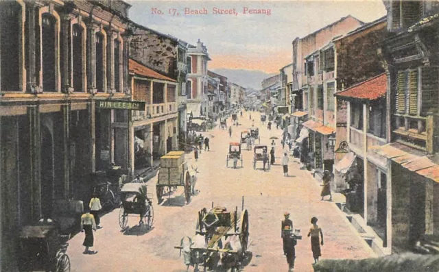 Penang Malaya-Beach Street~Kaulfuss Tinted Photo Postcard