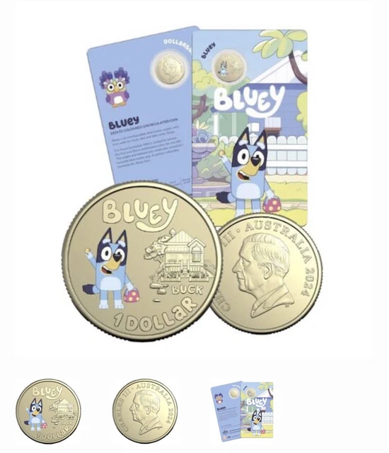 2024 1 BLUEY Dollarbucks Bluey Coloured Uncirculated Coin ⭐️IN HAND⭐