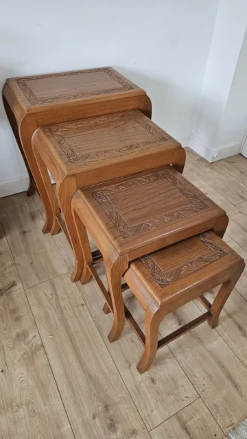 Chinese Teak Nest Tables Set Of 4