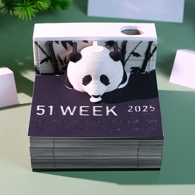 2025 TIME PIECE Calendar Paper Carving Art Memo Pad Notepad 3D Desk ...