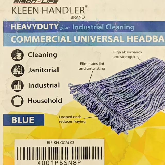 Kleen Handler  Commercial Mop Head Heavy Duty Universal Replacement 1 Count Blue