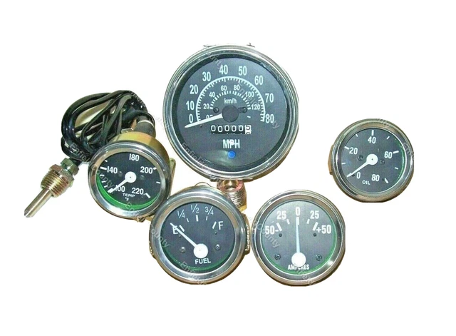 For Willys Jeeps MB GPW CJ Gauges Speedometer MPH/KPH+Temp+Oil + Amp Gauge