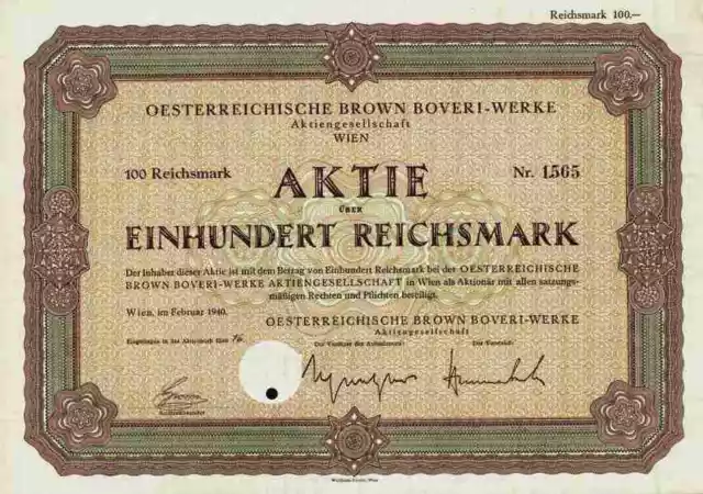 Oesterreichische Brown Boveri BBC 1940 Wien Österreich RM Mannheim ASEA ABB 100