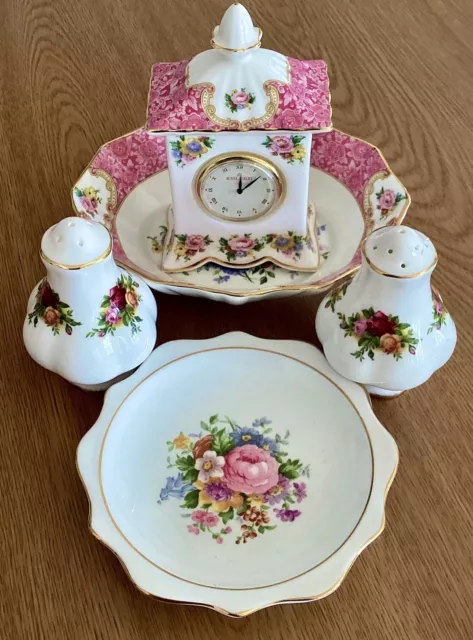 Lot Of (4) Vintage Royal Albert Bone China Items (lady Carlyle, Country Roses)