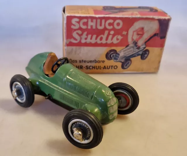 Schuco Studio 1050 Blechspielzeug Mercedes Rennauto +Uhrwerk seltene Felgen 50er