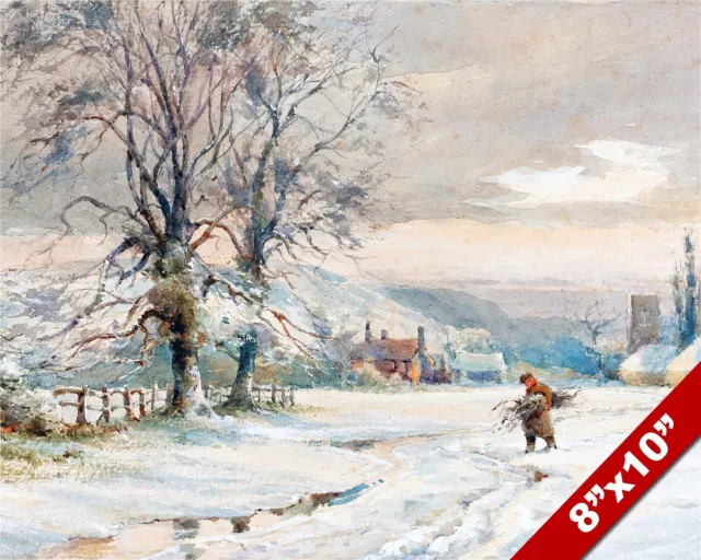England In Winter English Countryside Painting Art Real Canvas Giclee Print