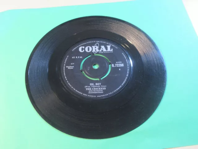 The Crickets Buddy Holly Oh Boy 45 Rpm Coral Uk Rock & Roll Pop 1957