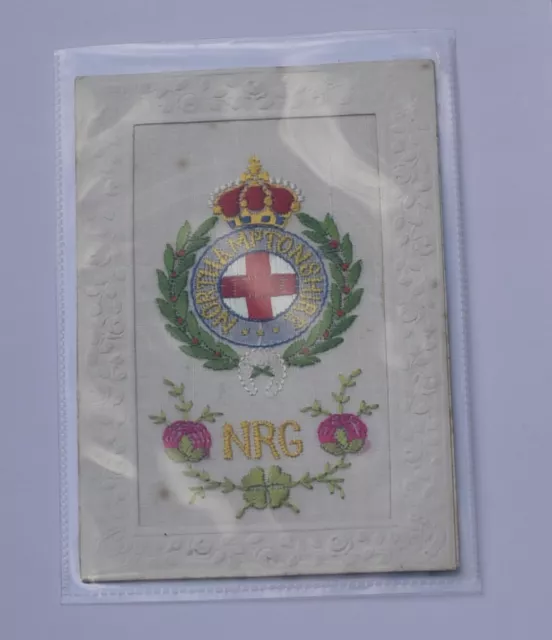 WW1 Embroidered Silk  NRG  Northamptonshire Regimental Postcard