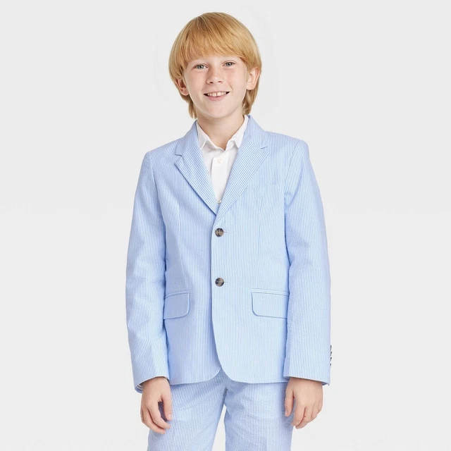 Boys' Seersucker Striped Suit Jacket - Cat & Jack Blue 4