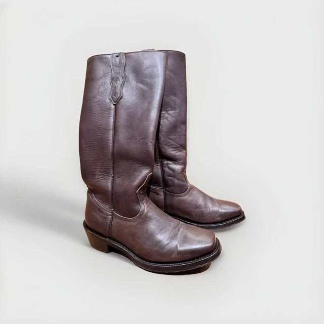 OAK TREE FARMS Cowboy Calvary Frontier Boots Square Toe Brown Men's