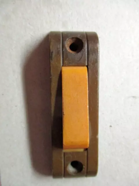 Brown Bakelite Ribbed Lines Push Bar Button Door Bell MCM Vintage 1940s