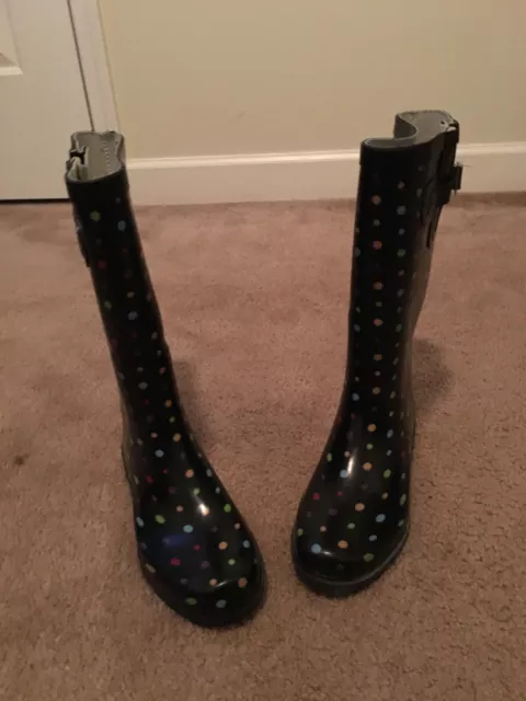 Merona Women's Polka Dot Rubber Rain Boots Size 9