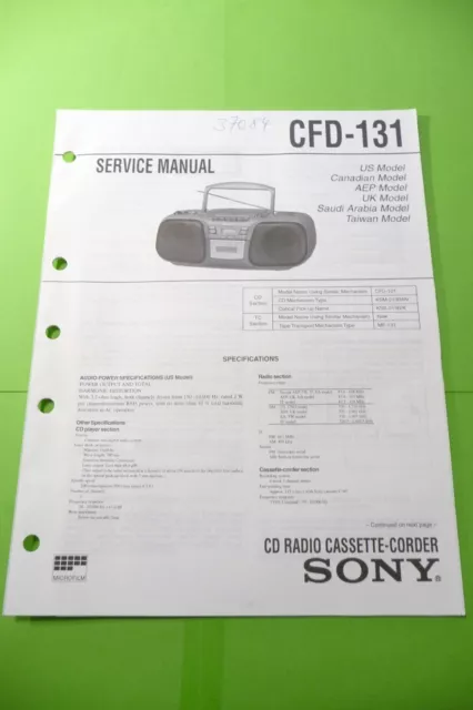 Service Manual-Anleitung für Sony CFD-131 ,ORIGINAL !