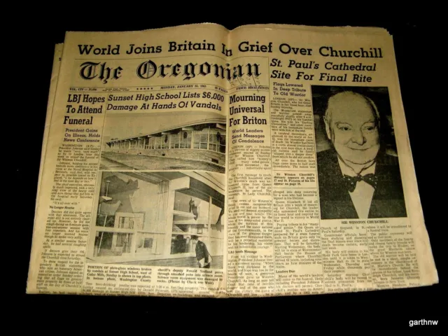 Winston Churchill 1965 Original Death Announcement Newspaper * Life Pictorial