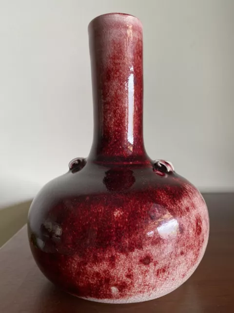 Oxblood Celadon Sang De Boeuf Flambe Vase Signed Ceramic Porcelain Glaze 3