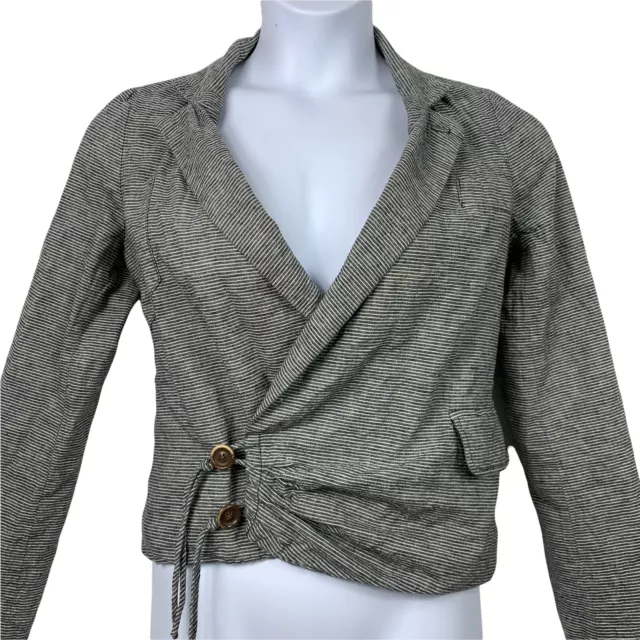 Anthropologie 4 Jacket Daughters Of The Liberation Pinstripe Linen Blend Button