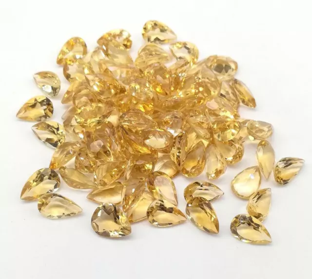 Citrine Faceted Pear Cut Loose Gemstone 9x7MM Natural 10 pcs Wholesale Lot 18Cts