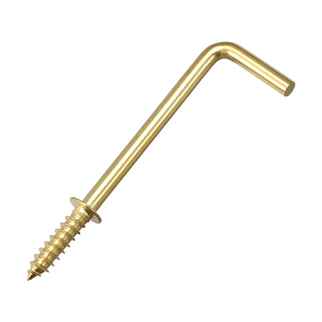 2.8" Screw Eye Hooks Self Tapping Screw-in Hanger Hooks with Plate Golden 20pcs