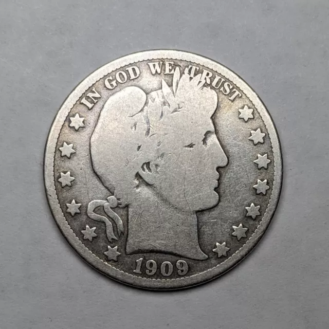 1909 Barber Head Silver Half Dollar