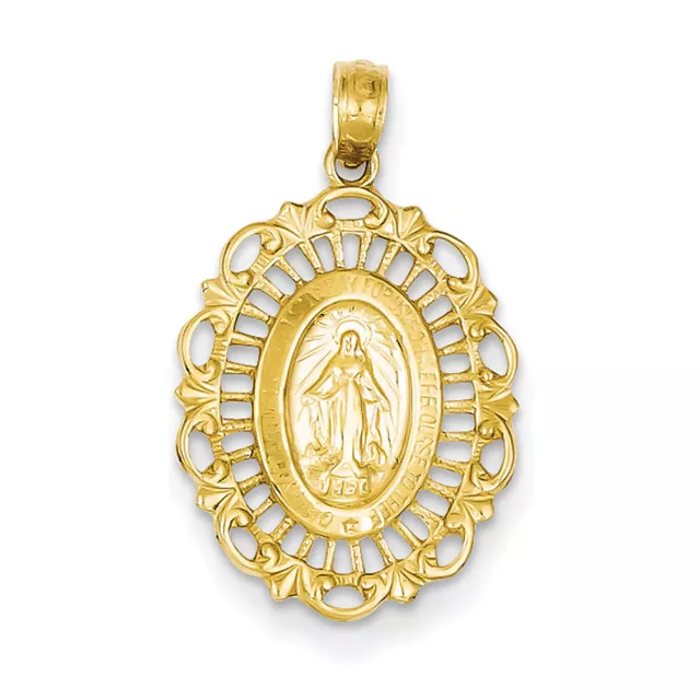 14k Yellow Gold Oval Miraculous Medal Pendant D3705
