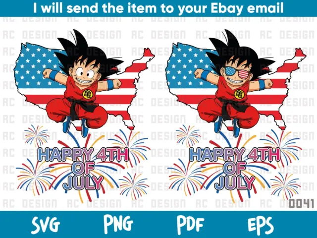 Anime 4th july Vector, Goku 4th july clipart, funny 4th anime Design, happy 4th