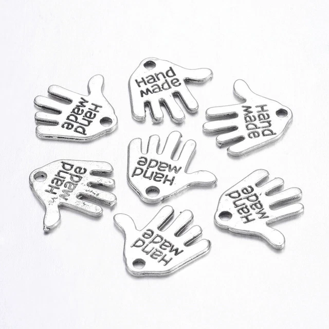 10 Stück Anhänger 12x13mm Charms Hand Antiksilber Handmade - 2412