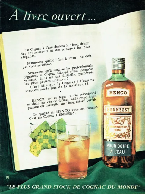 Publicité Advertising 120 1959  cognac Hennessy Henco  pour boire à l'eau
