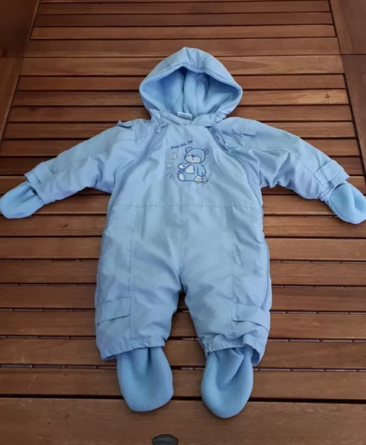 Baby Schneeanzug Winteranzug Gr. 68 ☆ TOP  ☆ blau warm gefüttert mit Fäustlingen