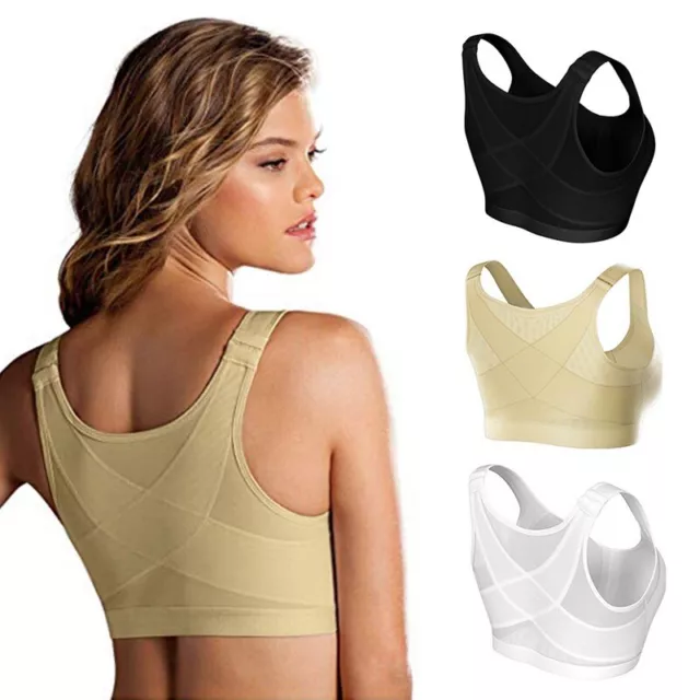 Hot Women Corrector Bra Wireless Back Support Lift Up Yoga Front Closure Bras