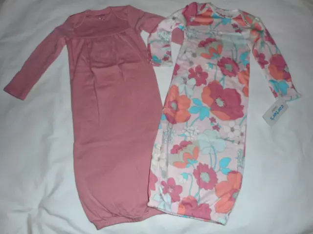 2 Pack Carters Baby Girl Sleeper Gowns - Infant Size 3 Months - New