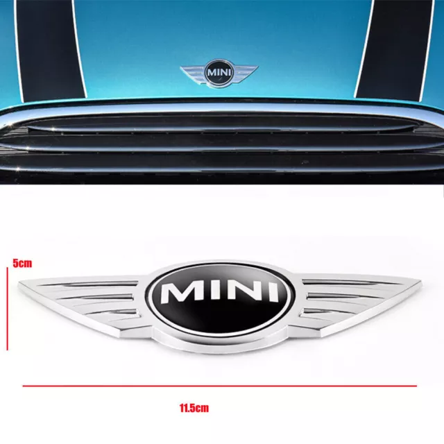 2×Für Mini Cooper Badge Logo Vorne+Hinten Chrom Kapuze Metall Aufkleber Emblem 2