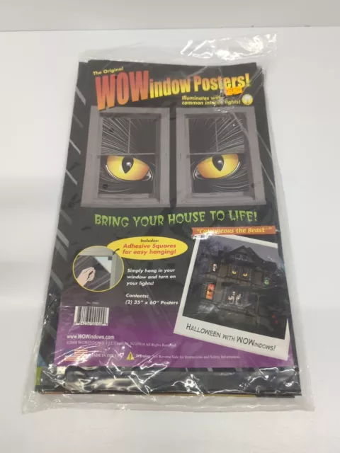 2008 WoWindows Halloween Catrageous the Beast Cat Eyes Windo Decor 35"x60"