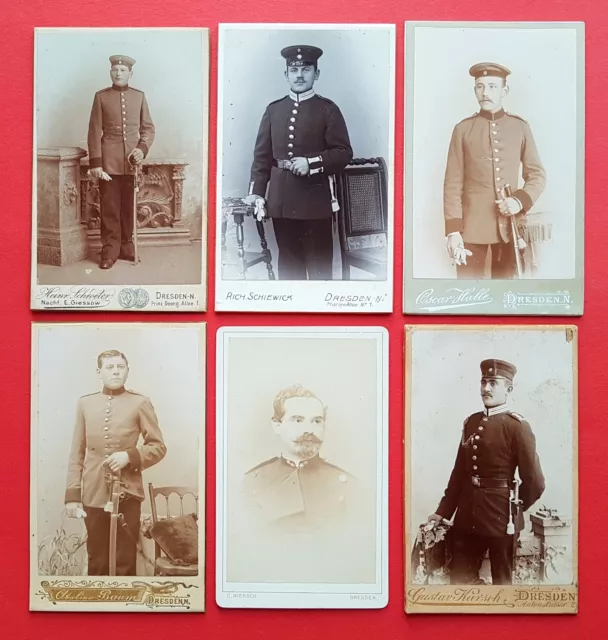 6 x CdV Militär Foto Sachsen DRESDEN um 1900 Soldaten    ( F16611