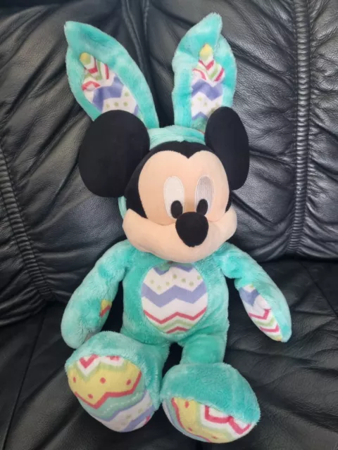 Mickey Mouse Easter Bunny Plush Toy Authentic Disney Store Teal