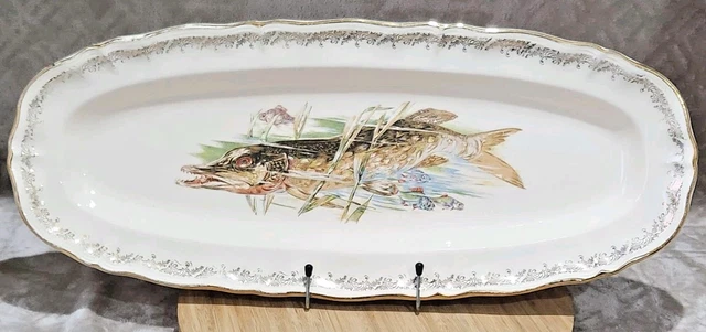 1 grand plat à poisson ovale en porcelaine de Limoges