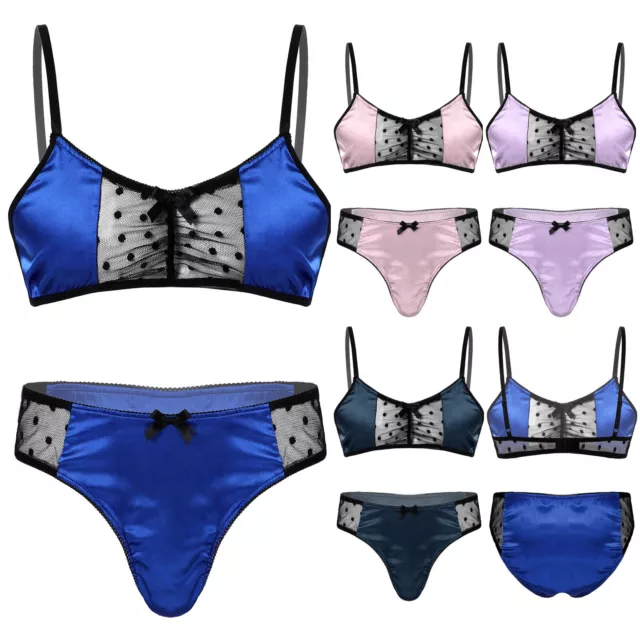 MEN SATIN NIGHTWEAR Cami Top and Panties 2Piece Set Sexy Lingerie Sissy  Clubwear £12.23 - PicClick UK