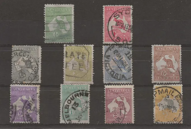 Australia Stamps - Collection of 10 Roos inc Late fee and  5/- Shipmail  Used