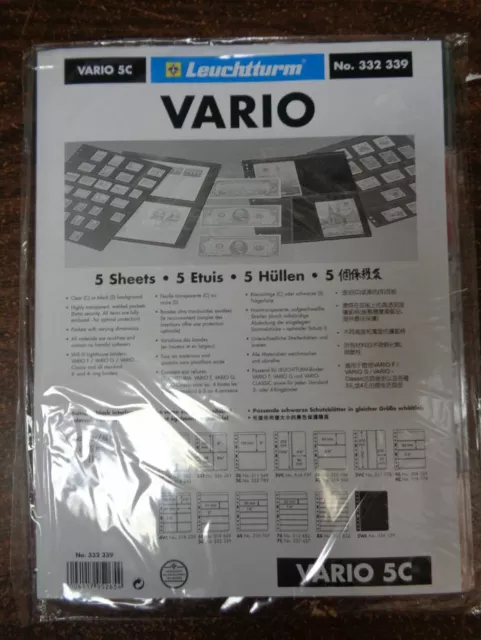 5C VARIO CLEAR Lighthouse Stock pages pack of 5 One sided NEW 5 Row pocket