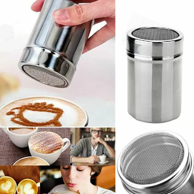 Stainless Steel Chocolate Shaker Powder Sprinkler Flour Coffee Cocoa Sifter AU