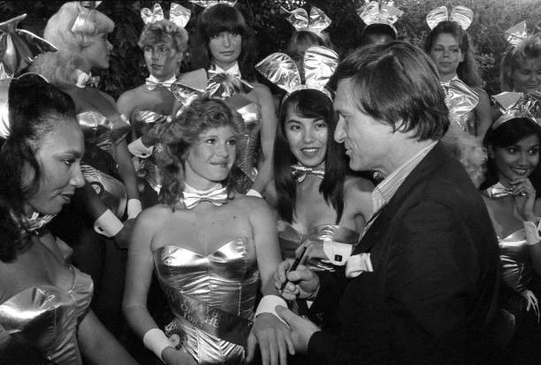 HUGH HEFNER AT the Playboy Mansion in 1983 Celebrity Historic Old Photo ...