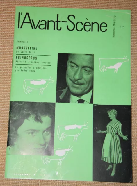 L'AVANT SCENE THEATRE N° 215 1959 MOUSSELINE Louis Velle RHINOCEROS E Ionesco