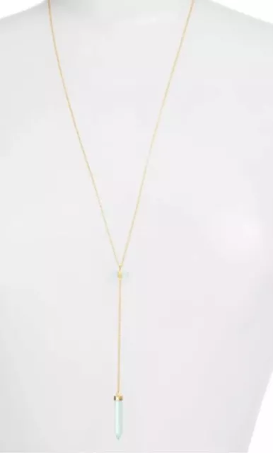 Argento Vivo Women's Gold Blue Raw Stone Y Necklace 1762