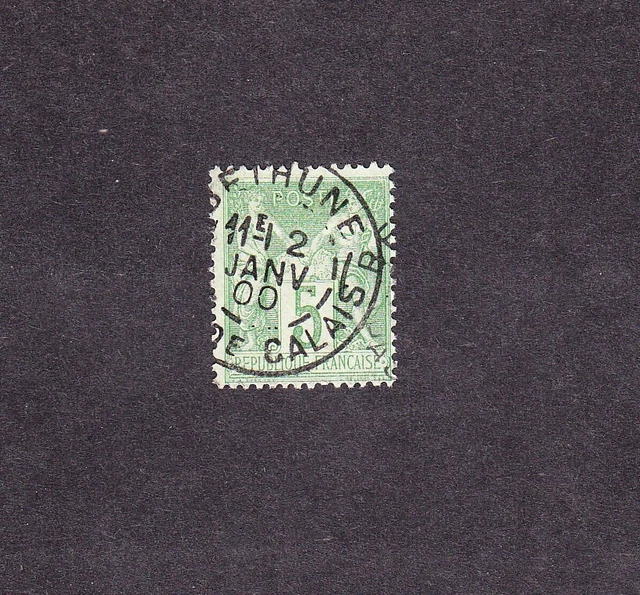 France Timbre type SAGE type 1 oblitéré 5c vert jaune n°102 voir scan 