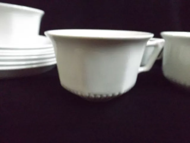 Vtg Adams Wedgwood White Empress Ironstone  (5) Coffee Tea Cups & Saucers