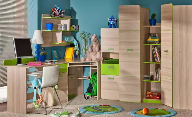 Juego completo habitación juvenil habitación infantil cama armario cómoda blanco 7 piezas nuevo