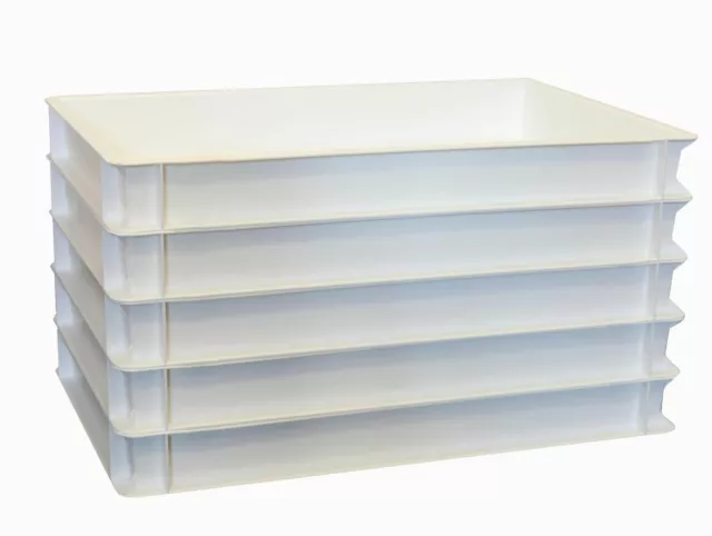 5 Stück Pizzateigbehälter weiß Teigbehälter stapelbar 60 x 40 x 7 cm Gastlando
