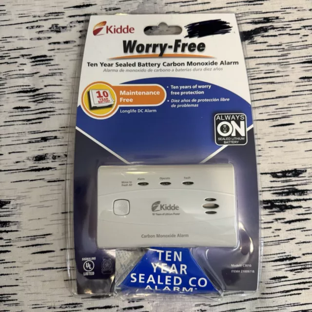 NEW Kidde C3010 Worry-Free 10 Year Sealed Battery Carbon Monoxide Alarm 21009718