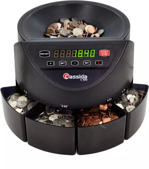 Cassida C100 Electronic Coin Sorter / Counter , Countable coins 1¢, 5¢, 10�